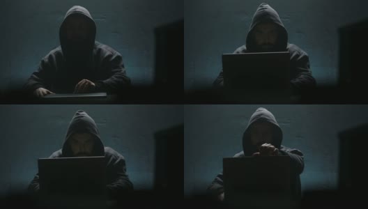 黑客打开笔记本电脑高清在线视频素材下载