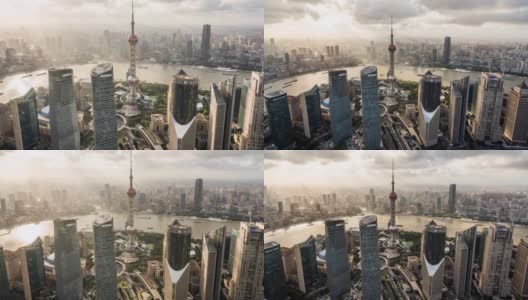 T/L WS HA ZO现代摩天大楼与移动的云/上海，中国高清在线视频素材下载