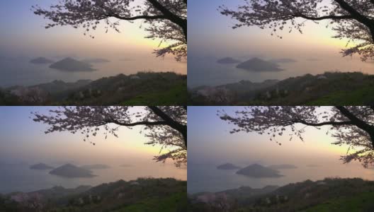这是香川县三代市以美丽的樱花和濑户内海而闻名的师德山的视频高清在线视频素材下载