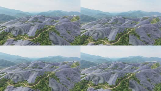 山顶上壮观的太阳能电池板高清在线视频素材下载