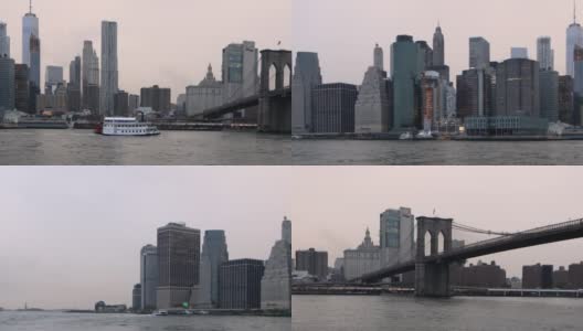 下雨天纽约曼哈顿岛的天际线高清在线视频素材下载
