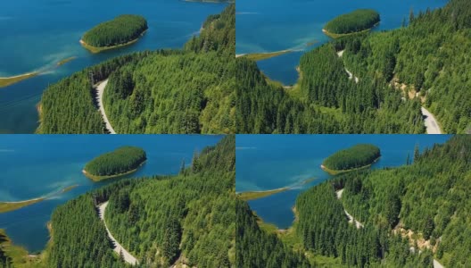 穿过维德拉湖的道路鸟瞰图高清在线视频素材下载