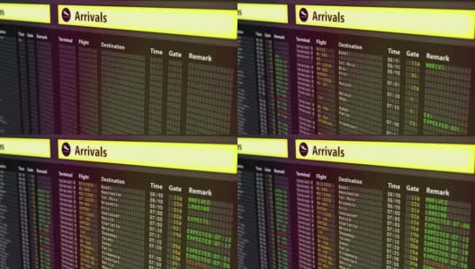 机场抵港及离港牌上显示的重要航班资料高清在线视频素材下载