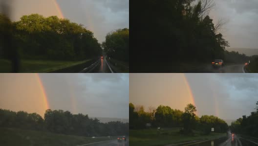 公路上的双彩虹高清在线视频素材下载