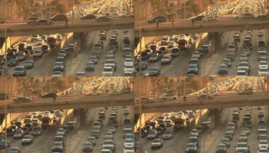 洛杉矶立交桥交通高峰时刻高清在线视频素材下载