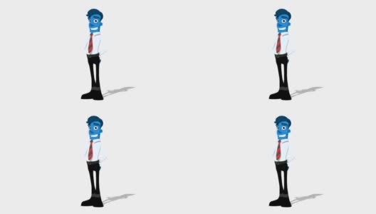 Blue Businessman 'Side step left' Connectable Character Animation高清在线视频素材下载