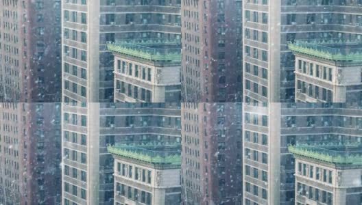 暴雪中的城市建筑高清在线视频素材下载