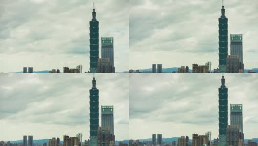 阴天台北市景中心著名的塔观景台全景4k时间流逝台湾高清在线视频素材下载