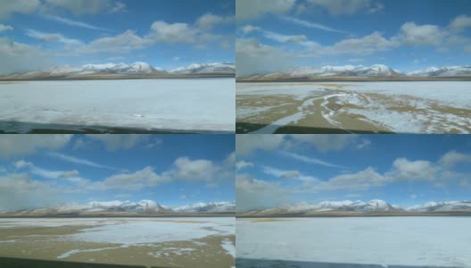 整夜乘坐火车穿越西藏，可以看到平原和山脉的景色高清在线视频素材下载