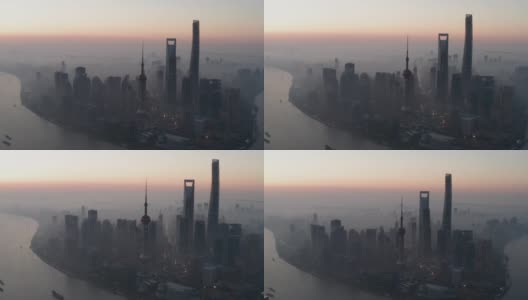 白天无人机拍摄的上海城市天际线，中国4k视频高清在线视频素材下载