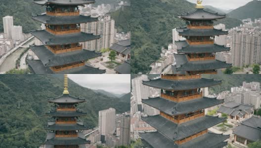 中国古代建筑鸟瞰图，河南，陕西，中国。高清在线视频素材下载