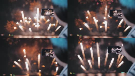 在庆祝活动上拍摄烟花高清在线视频素材下载