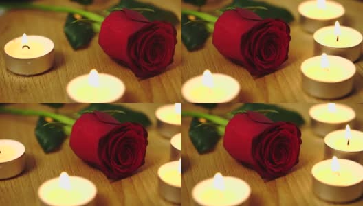 玫瑰和茶灯蜡烛高清在线视频素材下载