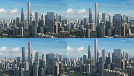广州珠江新城摩天大楼的倾斜视图高清在线视频素材下载