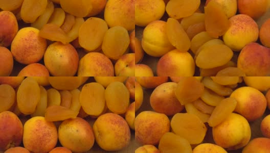 新鲜干杏，背景高清在线视频素材下载