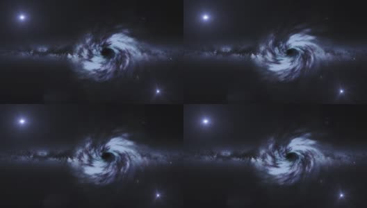 超大质量黑洞和星云的现代现实动画，空间，光和时间被事件视界的强引力扭曲，虫洞，时间流逝，速度弦，时间和空间弯曲，科学的3D渲染高清在线视频素材下载