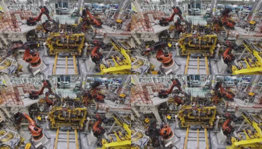 机器人在高科技汽车工业生产中，高精度工作无需人工干预高清在线视频素材下载