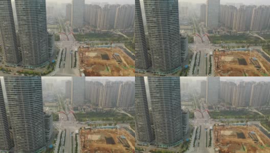 日落时分长沙市建设场交通街道公寓小区航拍全景4k中国高清在线视频素材下载