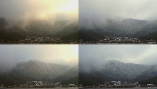 日本川口湖雪景。富士山。高清在线视频素材下载