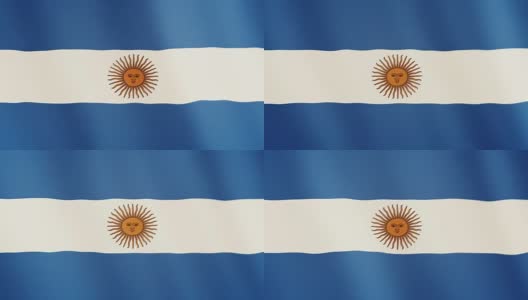 阿根廷国旗飘扬的动画。全屏。国家的象征高清在线视频素材下载