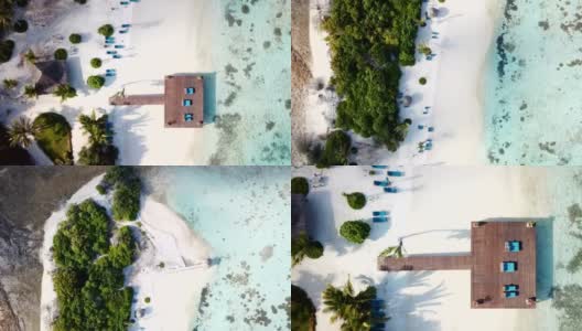 鸟瞰图的Canareef度假村马尔代夫，Herathera岛，阿杜环礁高清在线视频素材下载