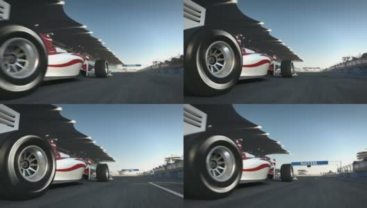 赛车超速通过相机的侧面视图高清在线视频素材下载