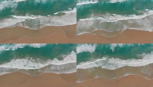海浪打破空中鸟瞰美丽的海滩海景澳大利亚高清在线视频素材下载