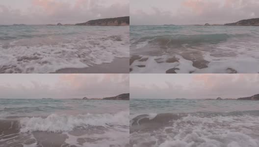 海浪拍打着海岸，特写镜头高清在线视频素材下载