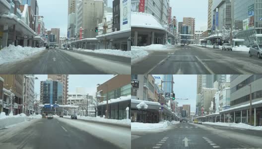 新泻市积雪覆盖的道路高清在线视频素材下载