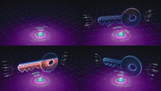 未来动画的存取键图标形成的粒子高清在线视频素材下载