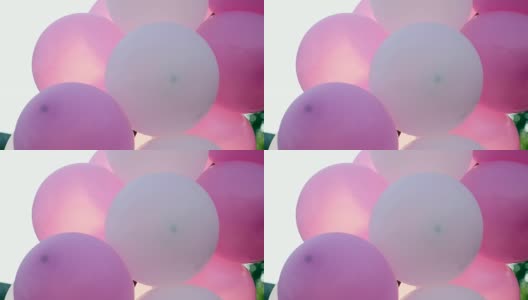 为婚礼制作的彩色小粉气球装饰高清在线视频素材下载