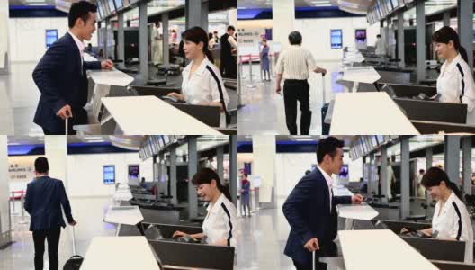 在机场出示电子机票的商人高清在线视频素材下载