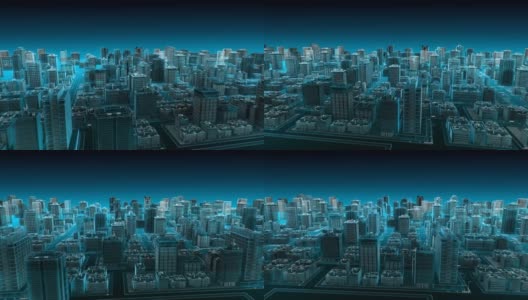 移动智慧城市，蓝色x光。4 k动画。高清在线视频素材下载