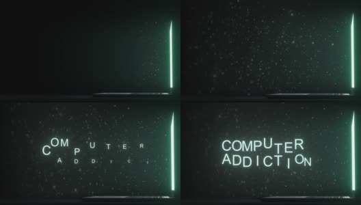 电脑成瘾的文字与字母飞出笔记本电脑屏幕。三维动画高清在线视频素材下载