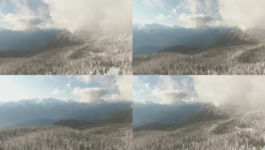 加拿大自然景观的鸟瞰图在积雪覆盖的山顶高清在线视频素材下载