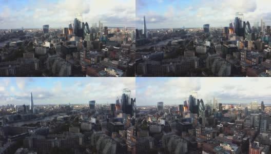 伦敦金融城金融区的空中全景高清在线视频素材下载
