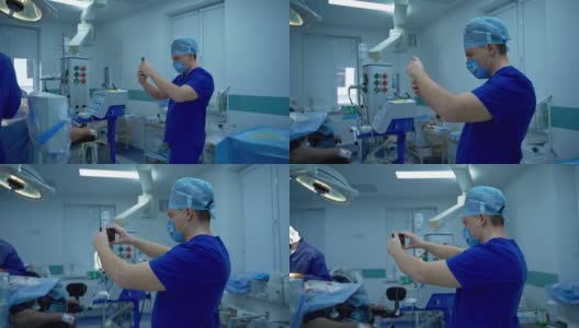 手术团队在手术室做腹腔镜手术高清在线视频素材下载