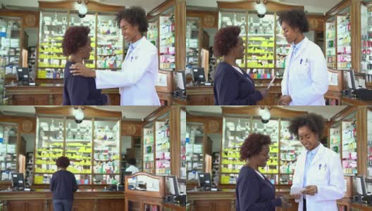 顾客在商店给药剂师开处方高清在线视频素材下载