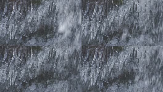 日本青森县的瀑布和冰柱高清在线视频素材下载