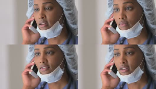 黑人女医生在和病人通电话高清在线视频素材下载