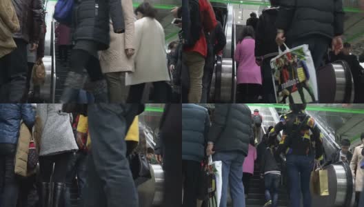 中国上海地铁车站的乘客高清在线视频素材下载