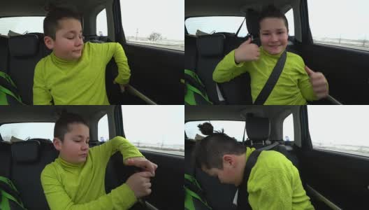 小孩在车里系安全带高清在线视频素材下载