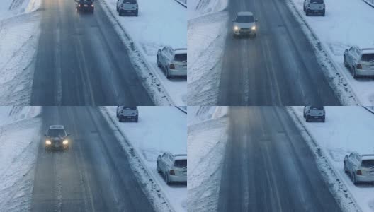雪地上的汽车高清在线视频素材下载