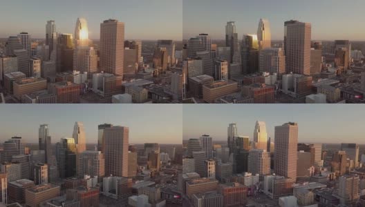 明尼阿波利斯市中心-天际线-日落高清在线视频素材下载