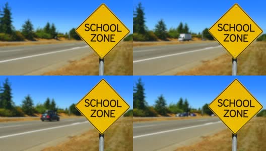 学校区域黄色菱形标志，交通道路标志，无缝环路高清在线视频素材下载