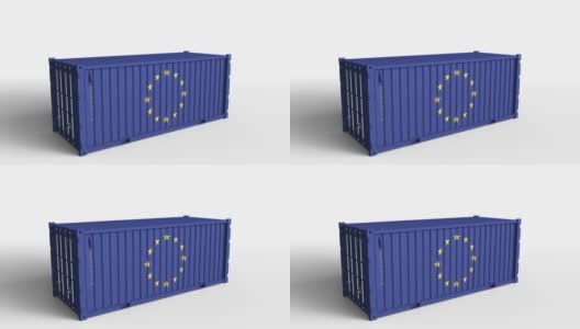 挂意大利旗的集装箱将挂欧盟旗的集装箱分开高清在线视频素材下载
