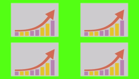统计指标在绿色屏幕背景上的动画高清在线视频素材下载
