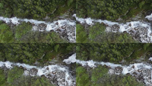 奥地利Tirol Olpererhutte Zillertal附近的山景鸟瞰图和春季瀑布高清在线视频素材下载