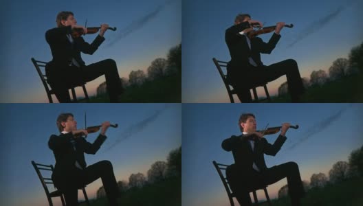 HD:大自然中的小提琴家高清在线视频素材下载