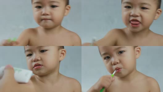 宝宝想要更多的甜牙膏高清在线视频素材下载